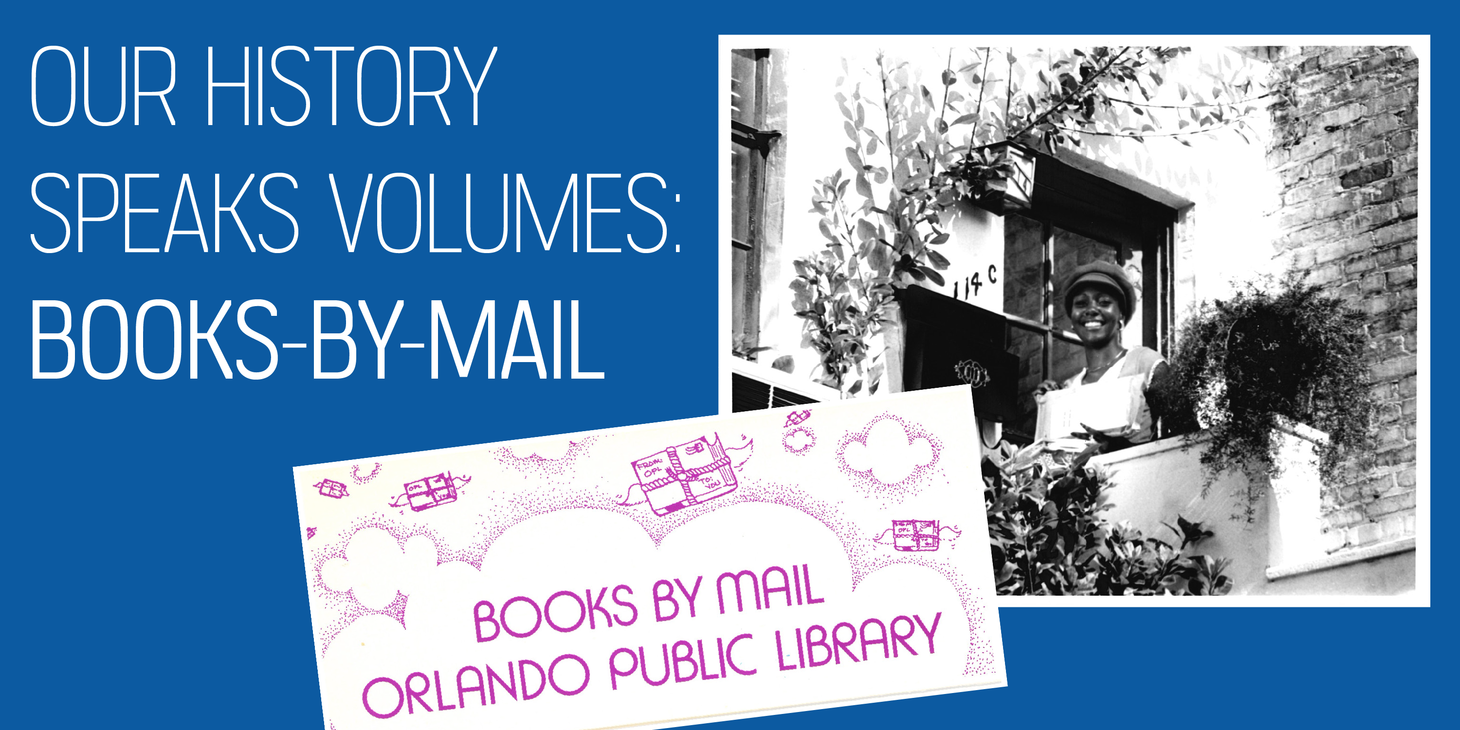 Our History Speaks Volumes: Books-By-Mail (Pictured: A brochure circa 1970s and a publicity photo from 1976.)