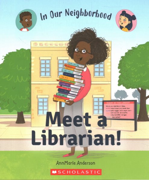 Cover art for Meet a librarian! / by AnnMarie Anderson   illustrations by Lisa Hunt.