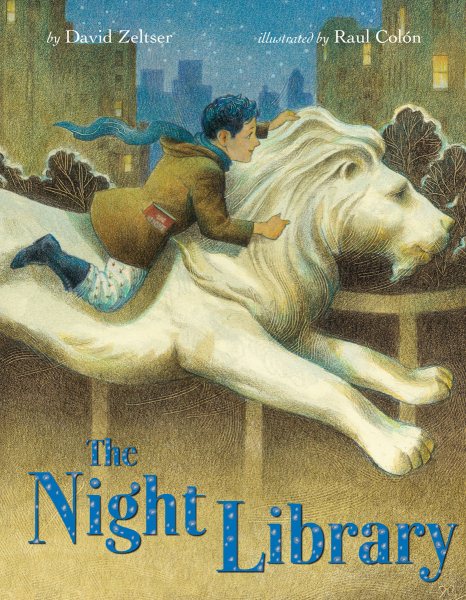 Cover art for The night library / David Zeltser   illustrated by Raul Colón.