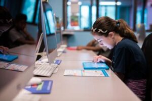 Girl using computer