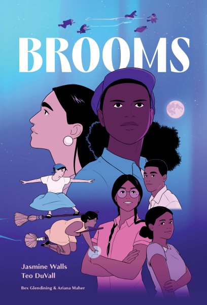 Cover art for Brooms / created by Jasmine Walls & Teo DuVall   art by Teo DuVall   written by Jasmine Walls   colors by Bex Glendining   lettering by Ariana Maher.