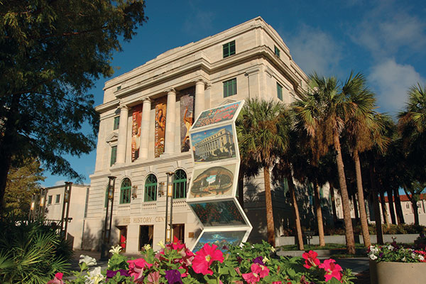 An view of the exterior of the Orange County Regional History Center.