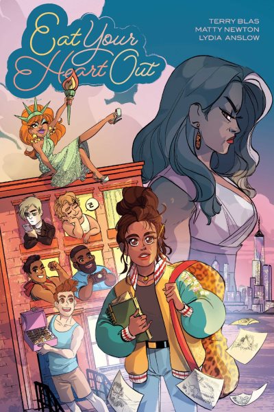 Cover art for Eat your heart out. Volume 1 / created and co-written by Terry Blas and Matty Newton   art by Lydia Anslow   colors by Claudia Aguirre   letters by Jim Campbell.