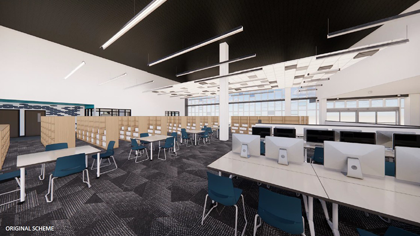 Rendering of the public area at Lake Nona Branch.