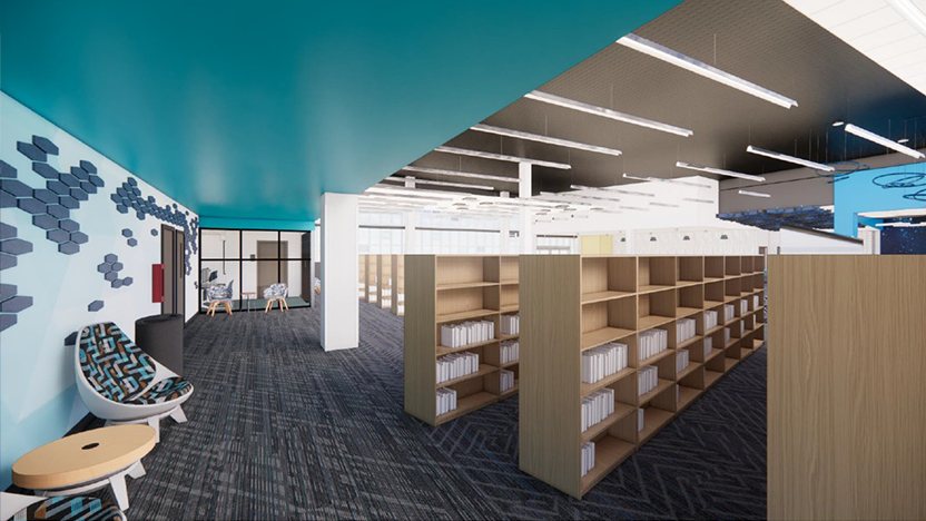 Rendering of the public area at Lake Nona Branch.