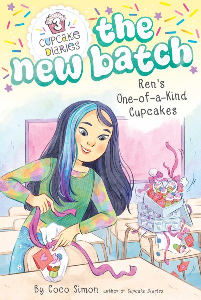 Cover art for Ren's one-of-a-kind cupcakes / by Coco Simon   illustrated by Manuela López.