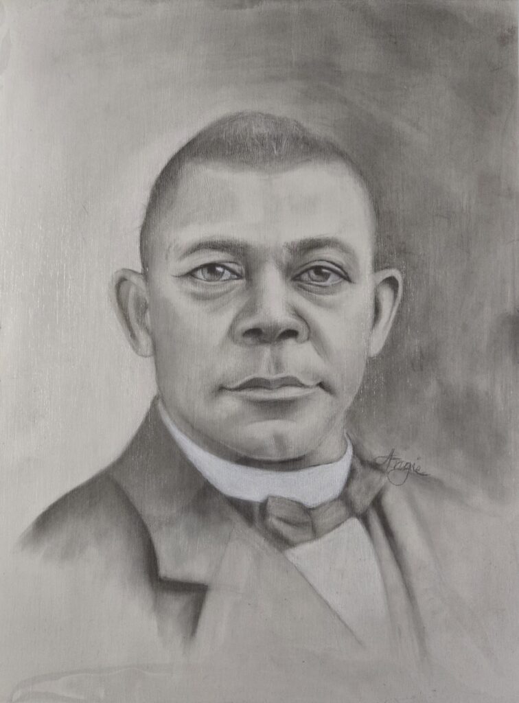 Graphite portrait of Booker T. Washington by Angie Vazquez