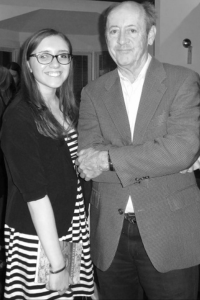 black and white photo of blog author with poet Billy Collins