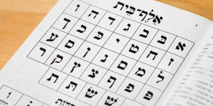Alphabet chart of Hebrew letters