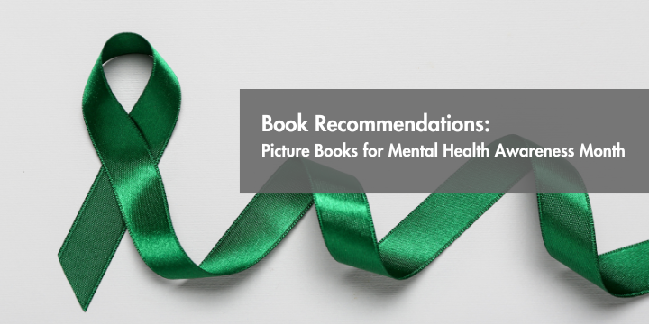 Green Mental Health awareness ribbon on white background