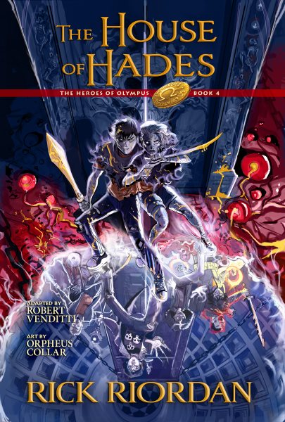 Cover art for The house of Hades : the graphic novel  / by Rick Riordan   adapted by Robert Venditti   art by Nate Powell   color by Orpheus Collar   lettering by Chris Dickey.