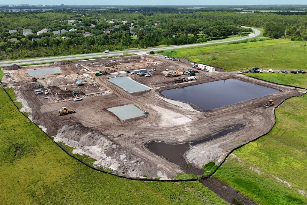 Bird's-eye view of Lake Nona branch construction site.