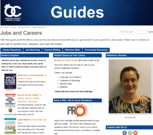 screenshot of Career Development libguide