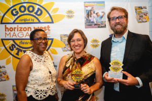 Horizon West Branch Manager Lelia Higgins, Chief of Neighborhood Services, and Branch Outreach Specialist Ethan Watford at the Horizon West Magazine Good Stuff Awards Gala