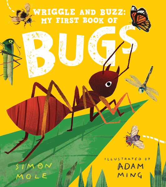 Cover art for Wriggle and buzz : my first book of bugs / Simon Mole   illustrated by Adam Ming.