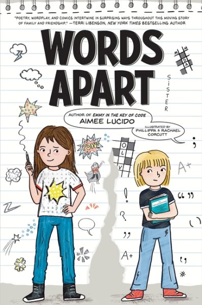 Cover art for Words apart / Aimee Lucido   illustrated by Phillippa and Rachael Corcutt.