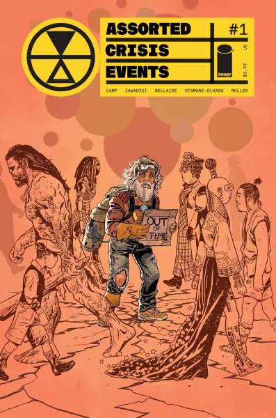 Cover art for Assorted crisis events. Vol. 1 / Deniz Camp writer   Eric Zawadzki artist   Jordie Bellaire colorist    Hassan Otsmane-Elhaou letterer.